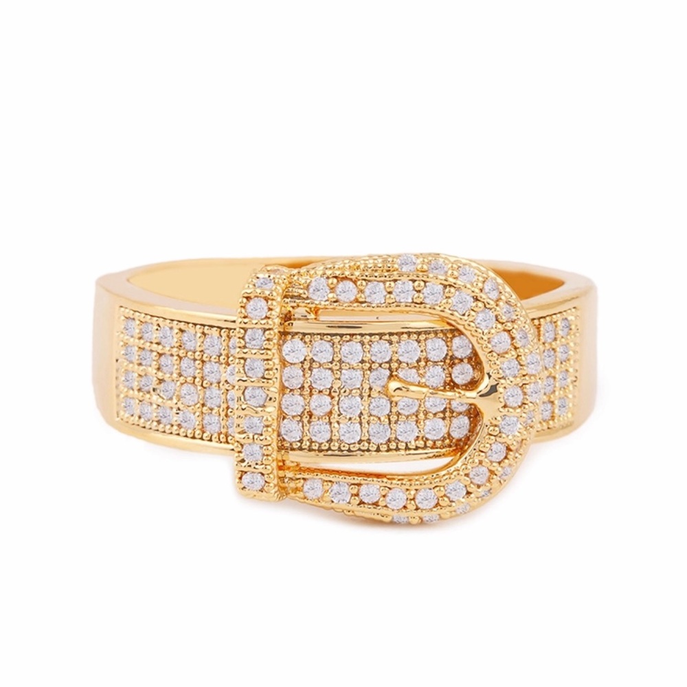 BNWT Gold Pave Western Buckle Ring Sz.8